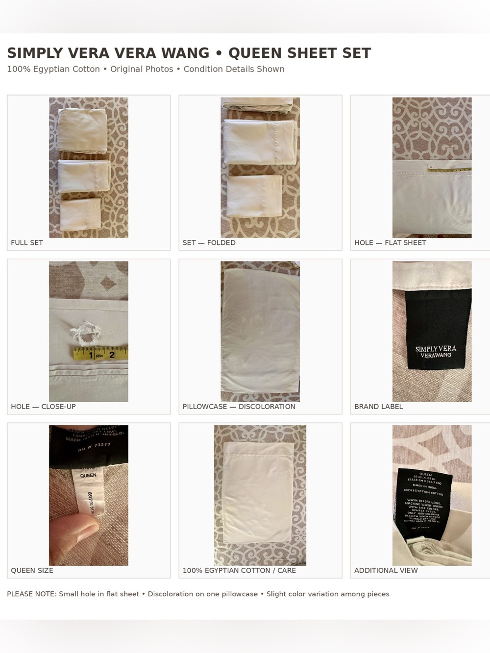 Simply Vera Vera Wang Queen Sheet Set – 100% Egyptian Cotton